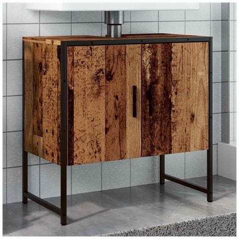 Mobile Lavabo Bagno Legno Antico 60x33x60 Cm Legno Multistrato - Foto 1