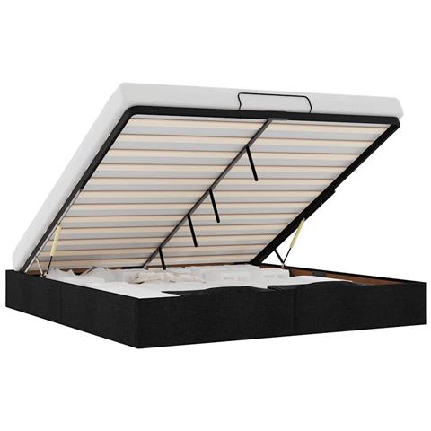 Struttura Letto Pouf Senza Materasso Nero 160x200 Cm In Tessuto - Foto 2