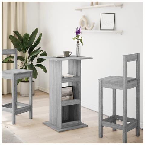 Tavolo Bar Portaoggetti Grigio Sonoma 60x60x102 Cm Multistrato - Foto 3