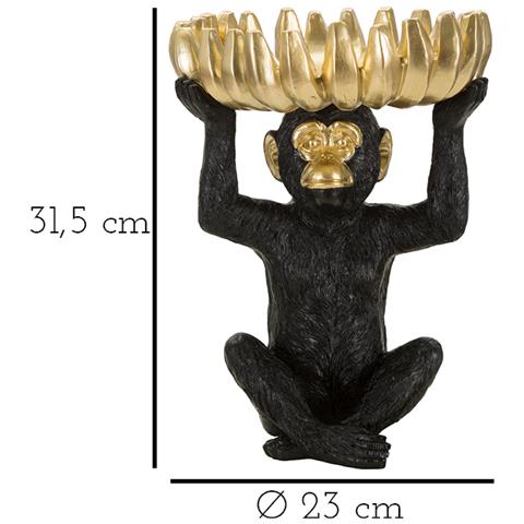 Vassoio Scimmia 10 - Nero - Poliresina - 23x23x31,5 Cm - Foto 7