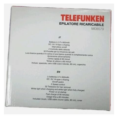 Epilatore M08579 con 2 Livelli di Velocità 32 Pinzette Autonomia 60 Minuti Colore Bianco - Foto 2
