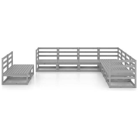 Set Divani Da Giardino 9 Pz Grigi In Legno Massello Di Pino - Foto 2