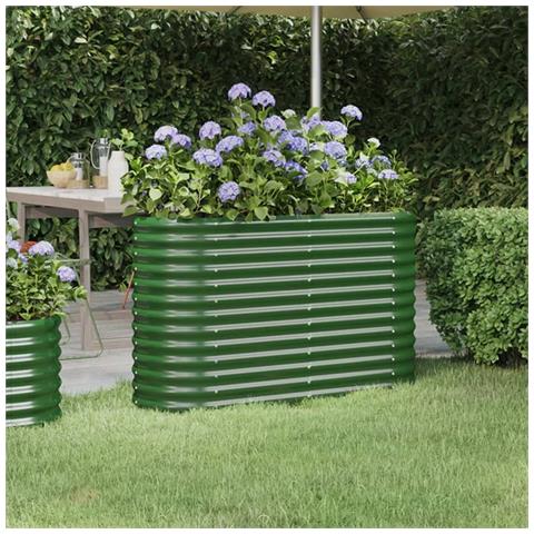 Letto Giardino Acciaio Verniciato A Polvere 114x40x68 Cm Verde - Foto 6