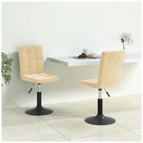 Lusso Casadino - Sedie Da Pranzo Girevoli 2 Pz Crema In Velluto - Foto 8