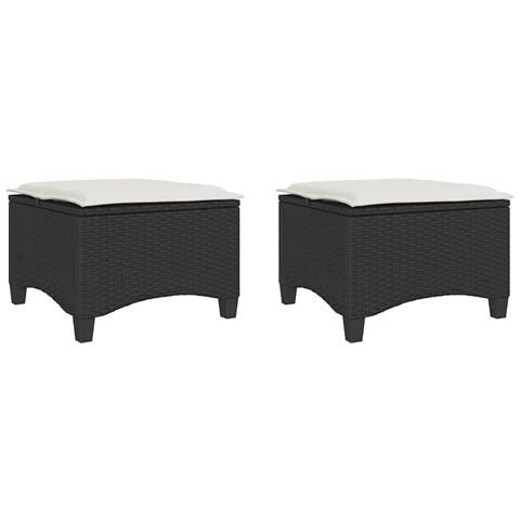 Sgabelli Giardino con Cuscini 2 pz Nero 55x55x36 cm Polyrattan - Foto 1