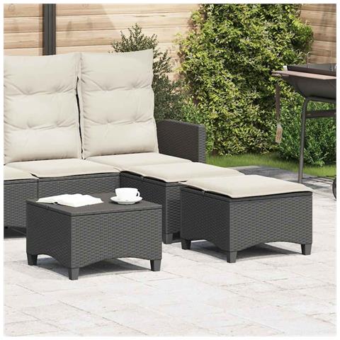 Sgabelli Giardino con Cuscini 2 pz Nero 55x55x36 cm Polyrattan - Foto 2