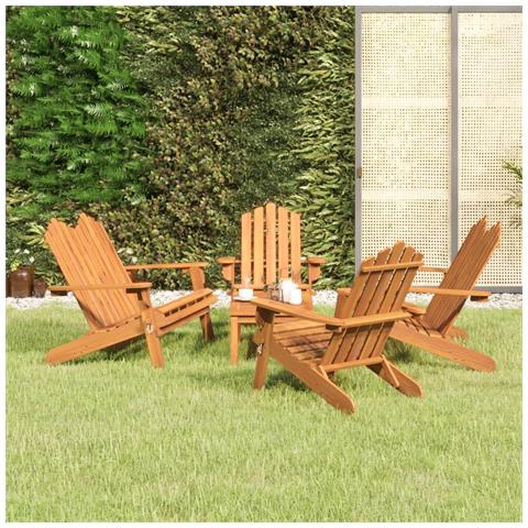 Set Salotto da Giardino Adirondack 5pz Legno Massello di Acacia - Foto 2