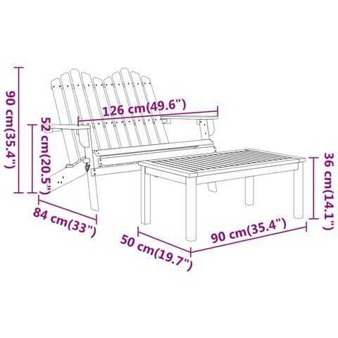 Set Salotto da Giardino Adirondack 5pz Legno Massello di Acacia - Foto 9
