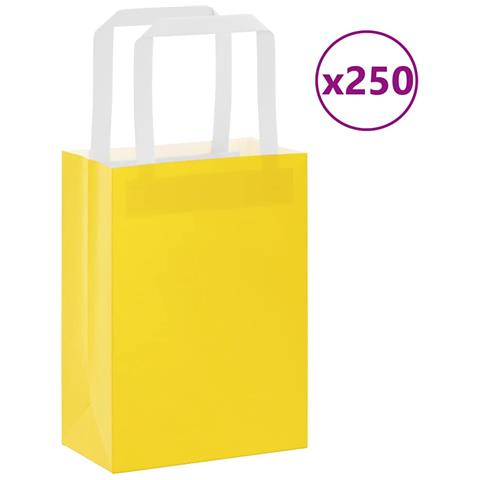 Sacchetti di Carta 250 pz con Manici Gialli 15x8x21 cm - Foto 1
