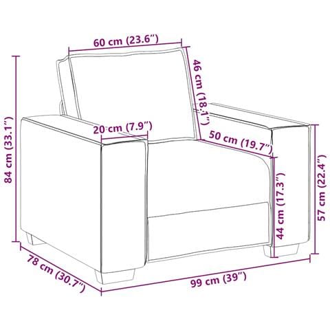 Poltrona Divano Marrone 60 cm Tessuto - Foto 9