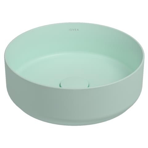 Lavabo Tondo Da Appoggio Senza Troppo Pieno In Ceramica Senza Foro Rubinetto - Menta Opaco - Foto 1