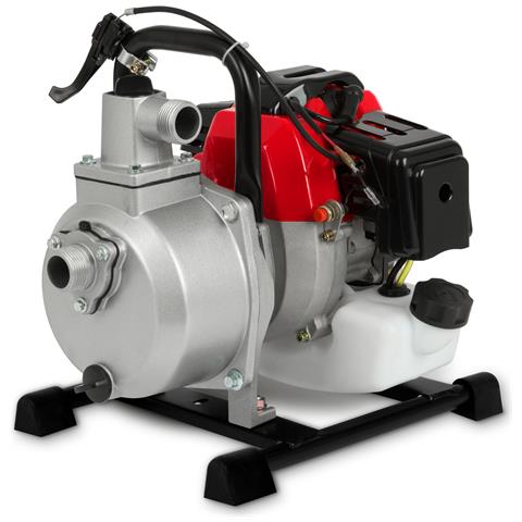 Pompa Ad Acqua Pompa Da Giardino Pompa Per Acque Sporche A Benzina, Motore 2 Tempi 2 Cv, Portata 12.000 L/h, Attacco 1 Pollice, Altezza Aspirazione 7 M, Altezza Di Sollevamento 17,5 M, Avviamento A Strappo, Base In Metallo, Maniglia Per Trasporto - Foto 1