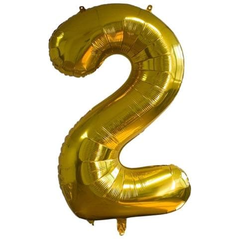 Palloncino Foil Numero 2 Compleanno Anniversario Oro 80 Cm - Foto 1