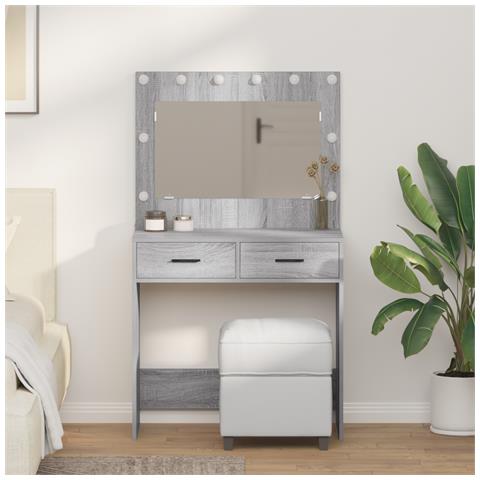 Tavolo da Dressing con luci LED Grigio Sonoma 78,5x41x135 cm - Foto 2