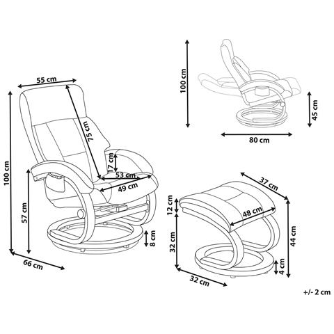 Poltrona Massaggiante Force Con Poggiapiedi Pelle Sintetica Bianco - Foto 6