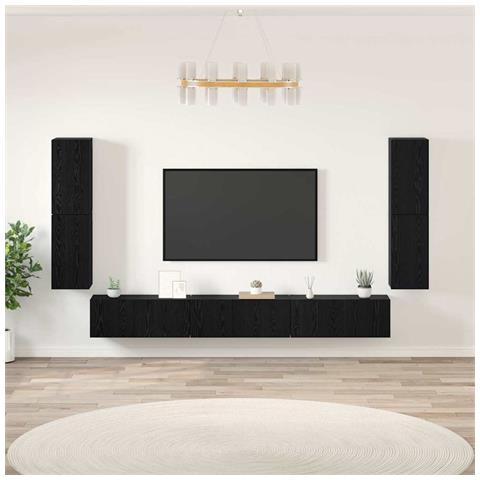 Set mobile TV 5 pcs Rovere nero Legno multistrato - Foto 2