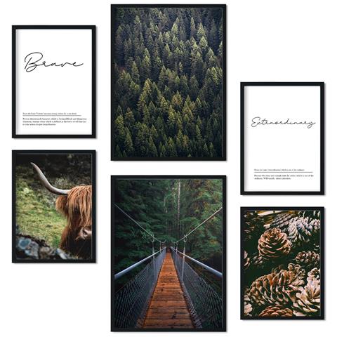 Set Di 6 Stampe Immagini Invernali Degli Stati Uniti, Stampe Artistiche Da Parete, Poster, Decorazioni, Design D'interni, Galleria D'arte A3 & A4 Cornice Nera - Foto 1