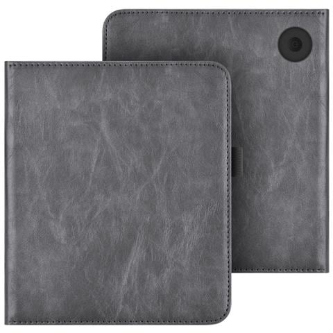 Custodia A Libro In Pelle Pu Grigia Compatibile Con Kobo Libra 2 - Antiurto, Smart Sleep/wake, Design Portatile - Foto 5