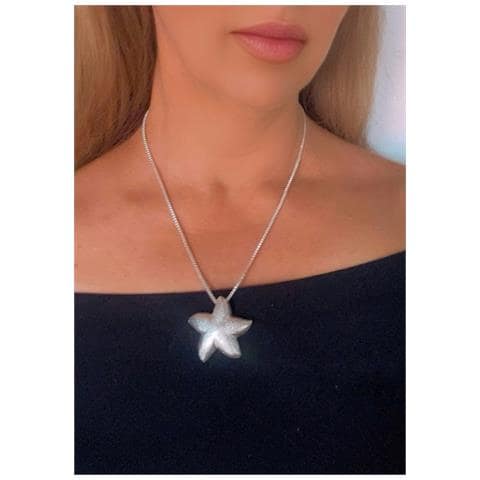 Collana A Forma Di Stella Marina In Argento 10µ E Ottone Placcato. Lunghezza 50 Cm. - Foto 4