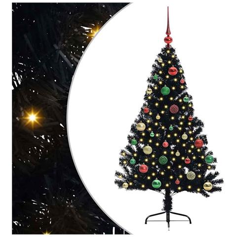Albero di Natale artificiale con luci integrate Nero 150 cm PVC - Foto 1