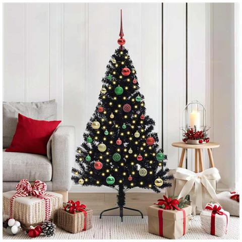 Albero di Natale artificiale con luci integrate Nero 150 cm PVC - Foto 2
