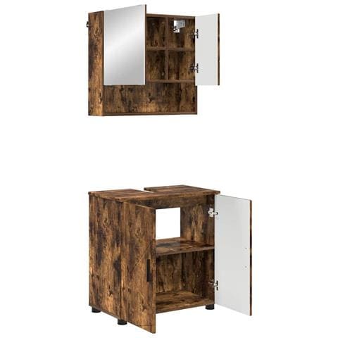 Set di mobili per il bagno Montaggio a parete 2 pcs Rovere fumé - Foto 1