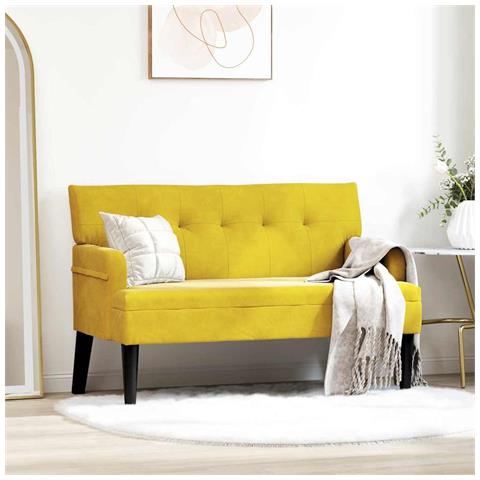 Panca Chesterfield Giallo 112 x 65.5 x 75 cm Velluto - Foto 2