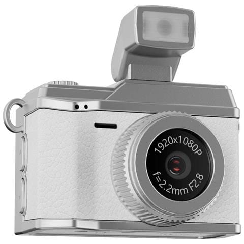 Mini Fotocamera Retrò Con Flash: Video Hd 1080p, Stile Vintage, Registratore Portatile White - Foto 1