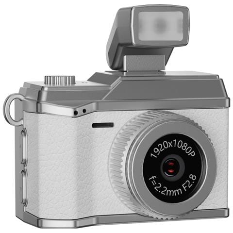 Mini Fotocamera Retrò Con Flash: Video Hd 1080p, Stile Vintage, Registratore Portatile White - Foto 5
