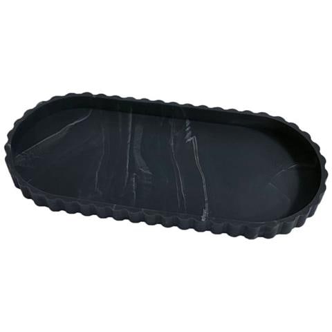 Vassoio Ovale Con Bordo In Pizzo Di Silicone - Motivo Marmo, Organizer Decorativo Per Cosmetici Black - Foto 1