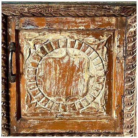 Tavolo In Legno Finitura Artigianale Marrone 52x30x57h Cm - Foto 5