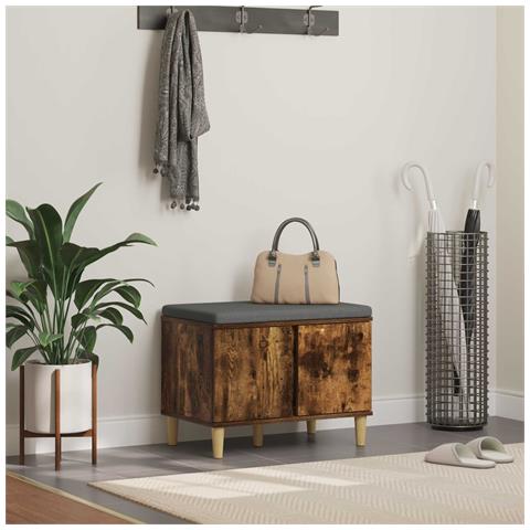Panca per ingresso con porta Quercia Affumicata 60 x 38 x 46 cm - Foto 2