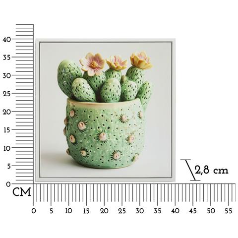 Stampa Su Tela Laccata Con Vasetto Di Cactus A, 40x40 Cm - Foto 6