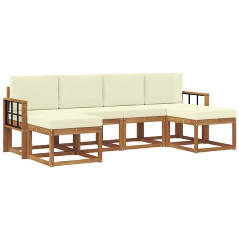 Set di divani da esterno con cuscino 6 pcs Naturale e Crema - Foto 1