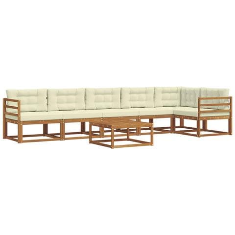 Set di divani da esterno con cuscino 7 pcs Naturale e Crema - Foto 1