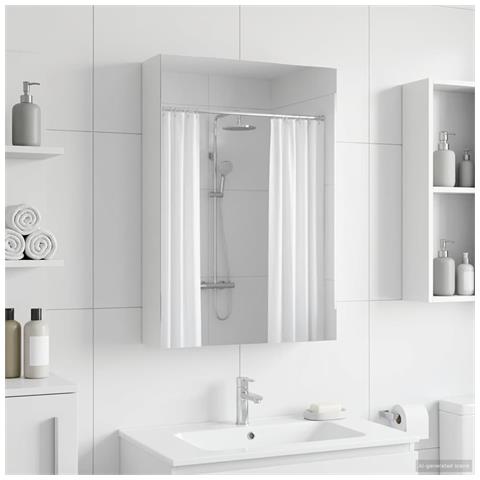 Mobiletto per specchio da bagno Bianco 40 x 10,5 x 60,5 cm - Foto 2