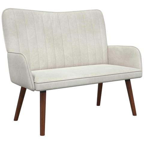 Sofa a Due Posti Crema 115 x 61 x 87 cm Velluto - Foto 1