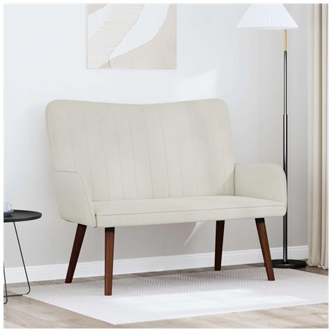 Sofa a Due Posti Crema 115 x 61 x 87 cm Velluto - Foto 2