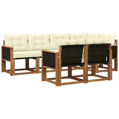 Set di divani da esterno con cuscino 7 pcs Naturale e Crema - Foto 1