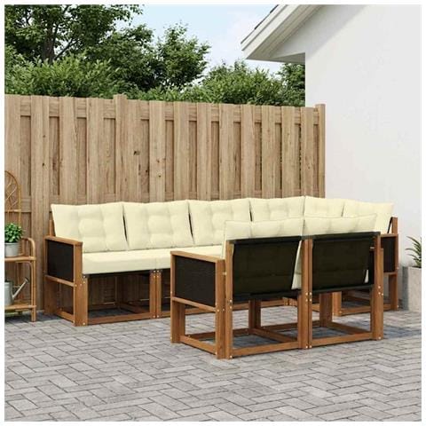 Set di divani da esterno con cuscino 7 pcs Naturale e Crema - Foto 2