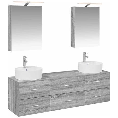 Set di mobili per il bagno 5 pcs Sonoma grigio - Foto 1