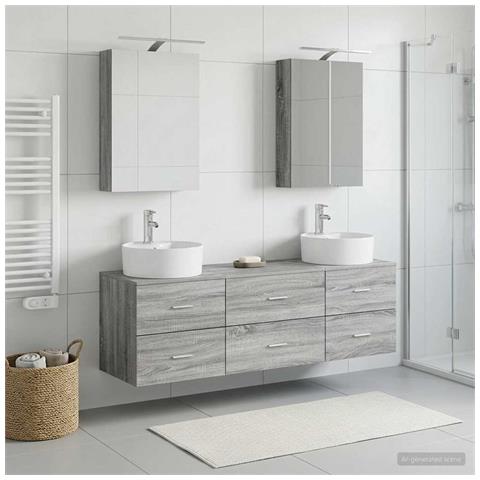Set di mobili per il bagno 5 pcs Sonoma grigio - Foto 2