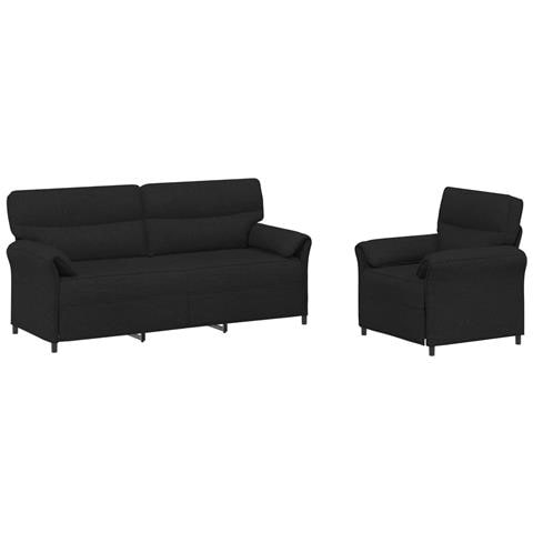 Set di divani 2 pz Nero Tessuto - Foto 1