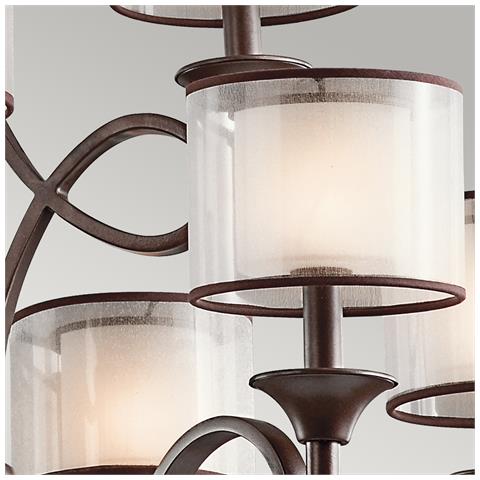 Lampadario A 9 Luci Multibraccio Finitura Bronzo, Attacco E14 - Foto 2