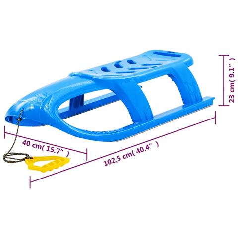 Slittino Per Bambini Blu 102,5x40x23 Cm In Polipropilene - Foto 2