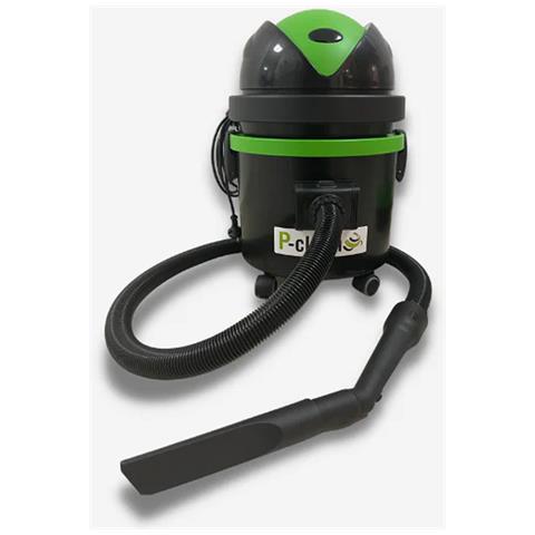 Pclean Bidone Aspiracenere Cenerello con Filtro a Cartuccia Potenza 1200 Watt Capacità 21 Litri Colore Nero /Verde