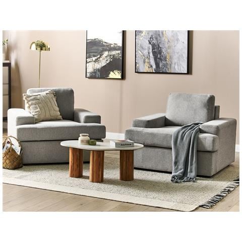 Set Di 2 Poltrone Tessuto Grigio Chiaro Alla - Foto 1