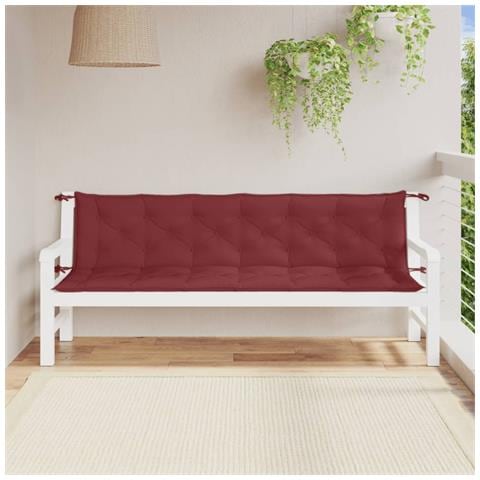 Cuscini Panca Giardino 2pz Rosso Vino Mélange 200x50x7 Cm - Foto 3