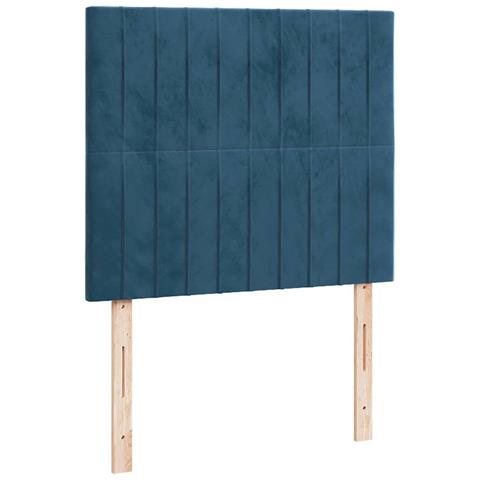 Letto A Molle Materasso E Led Blu Scuro 120x190 Cm In Velluto - Foto 2