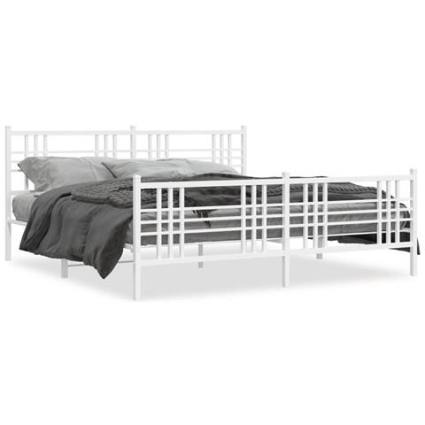 Giroletto Con Testiera E Pediera Metallo Bianco 193x203 Cm - Foto 2